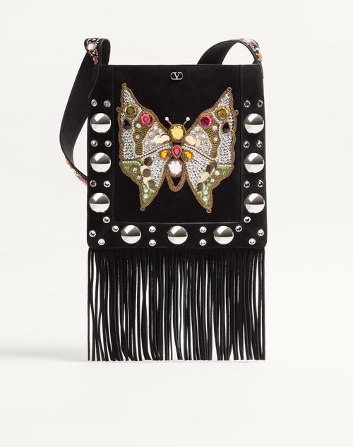 Valentino Garavani Nellcôte Embroidered Shoulder Bag With Fringes Woman Multicolo