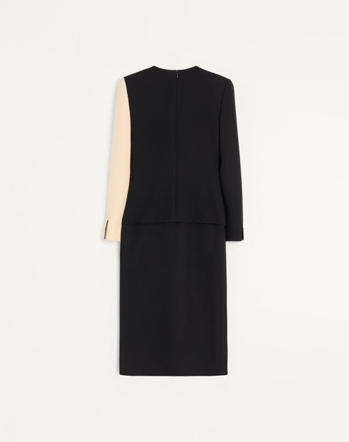 Valentino - Wool Crepe Midi Dress - Black/birch - Woman - Dresses