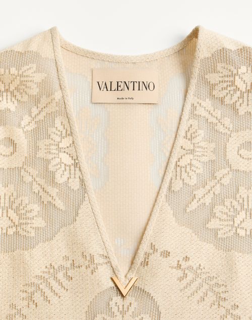 Valentino - Short Dress In Floral Stamp Blanket - Ecru/silver - Woman - Dresses