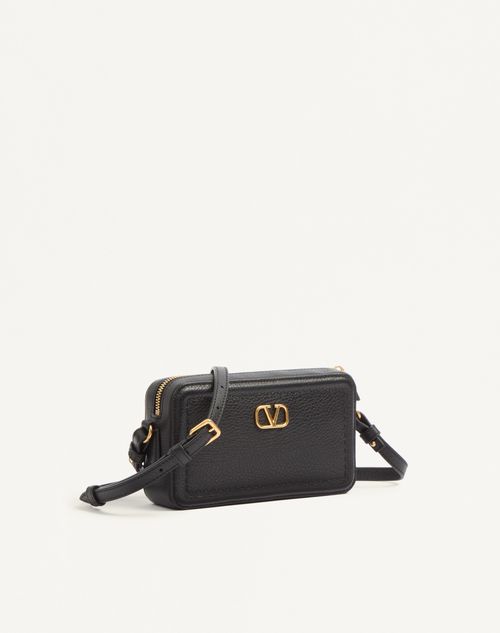 Valentino Garavani - Valentino Garavani Alltime Mini Shoulder Bag In Grainy Calfskin - Black - Woman - Clutches