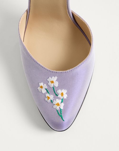 Valentino Garavani - Hi Dolly Fabric Pumps With Floral Embroidery 105mm - Ultra Violet - Woman - Pumps