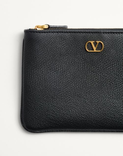 Valentino Garavani - Vlogo Signature Grainy Calfskin Clutch Bag - Black - Woman - Clutches