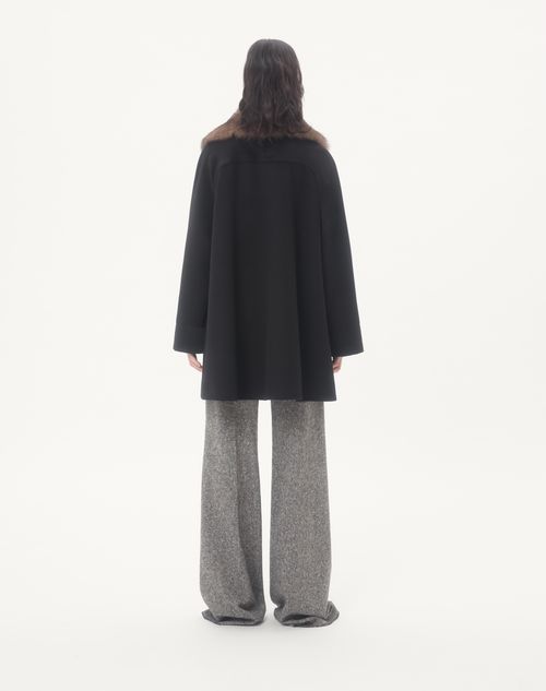 Valentino - Wool Drap Coat - Black - Woman - Coats And Outerwear