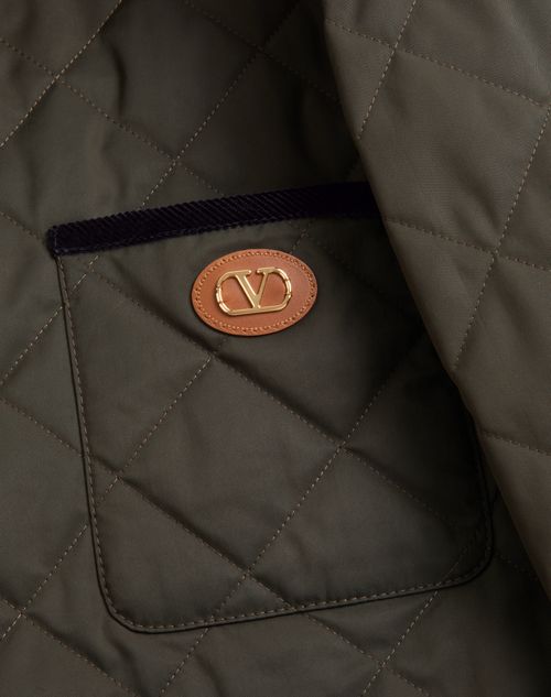 Valentino - Quilted Nylon Shirt Jacket With Vlogo Patch - Olive Green - Man - Outerwear