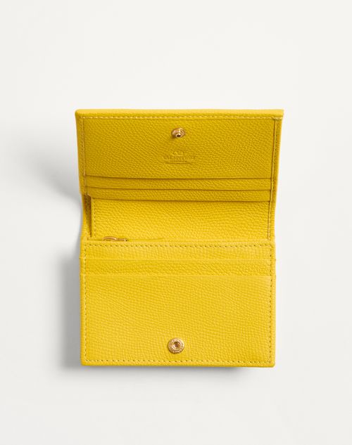 Valentino Garavani - Vlogo Signature Grainy Calfskin Wallet - Yellow - Woman - Wallets And Small Leather Goods