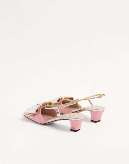 Valentino Garavani - Bowow Slingback Pumps In Moirè Fabric 45mm - Rock Pink/silver/antique Gold - Woman - Pumps