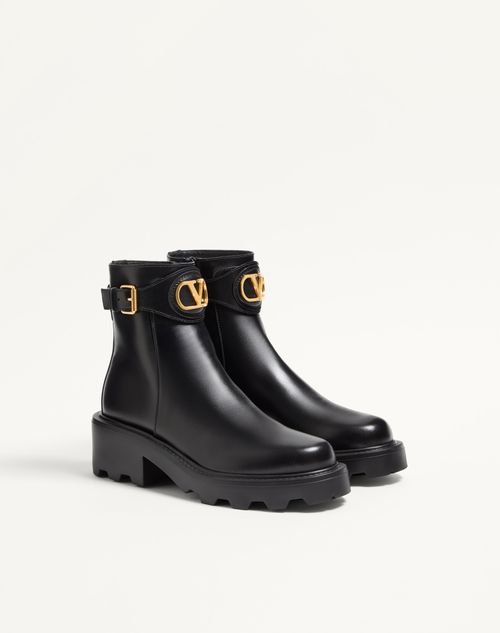 Valentino Garavani - Vlogo Signature Stiefelette Aus Kalbsleder, 55 Mm - Schwarz - Frau - Stiefel