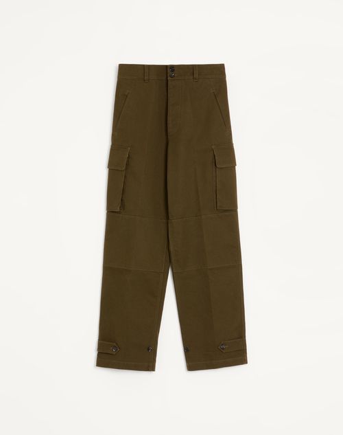 Valentino - Pantalon Cargo Valentino En Gabardine De Coton - Vert Militaire - Homme - Shorts Et Pantalons