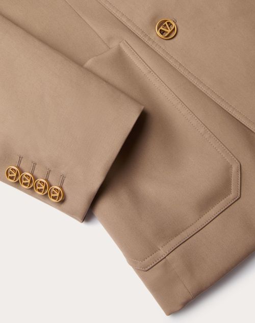 Valentino - Double-breasted Cotton Knit Jacket - Khaki - Man - Coats And Blazers