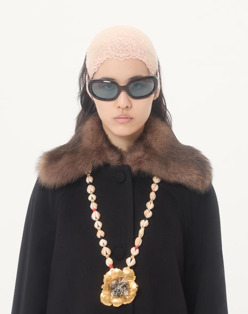 Valentino - Wool Drap Coat - Black - Woman - Coats And Outerwear
