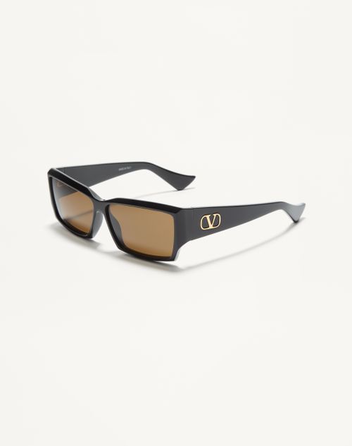 Valentino - Rectangular Acetate Eyewear - Black/yellow - Unisex - Eyewear