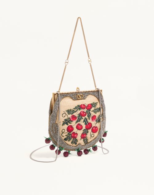 Valentino Garavani - Valentino Garavani Nellcote Fairytales Beaded Clutch In Jacquard Raffia With Cherryfic Pattern - Natural/multicolor - Woman - Clutches