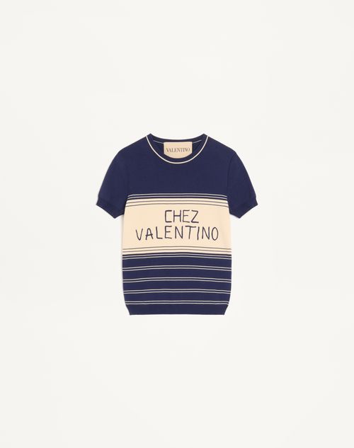 Valentino - Cotton Sweater - Provence Blue/birch - Woman - Knitwear