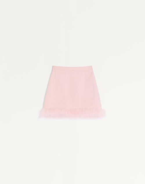 Valentino - Short Crepe Couture Skirt With Feathers - Rose - Woman - Skirts