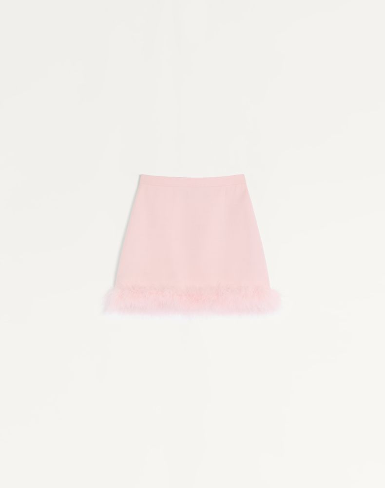 Valentino Women's Rose Short Crepe Couture Skirt With Feathers Woman 48