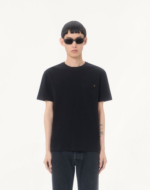 Valentino - Valentino Cotton T-shirt With Vgold - Black - Man - T-shirts And Sweatshirts