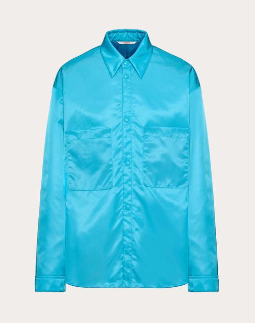 Shop Valentino Nylon Shirt Jacket In Sky Blue