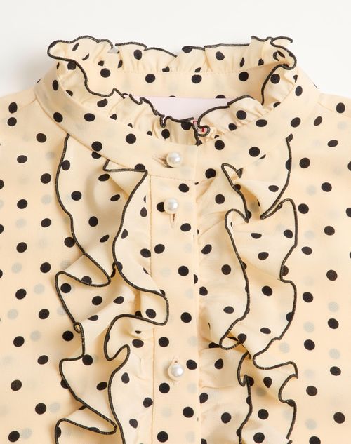 Valentino - Crepe De Chine Shirt With Plusdepois Print - Birch/black - Woman - Shirts & Tops