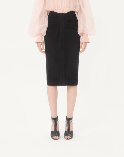 Valentino - Suede Skirt - Black - Woman - Skirts