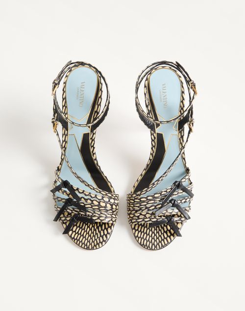 Valentino Garavani - Nodine Elaphe Sandal 100mm - Ivory/black - Woman - Sandals