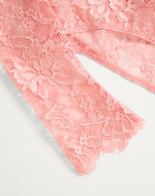 Valentino - Floral Lace Body - Peach Rose - Woman - Shirts And Tops