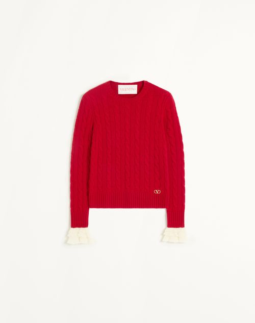 Valentino - Cashmere Sweater - Red/ivory - Woman - Knitwear