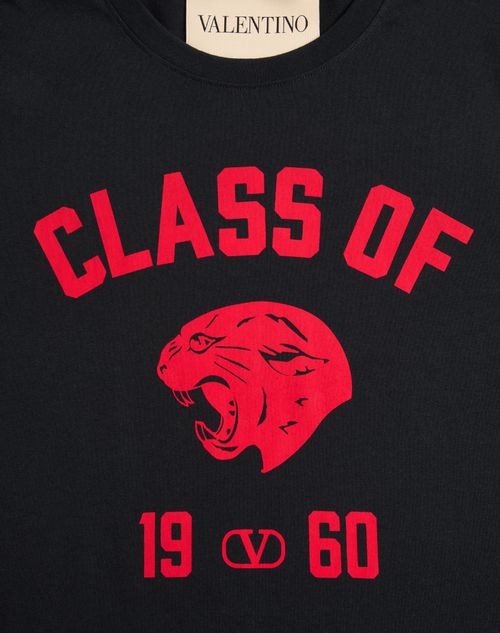 Valentino - Valentino Cotton T-shirt With Panther Print - Black/red - Man - Tshirts And Sweatshirts
