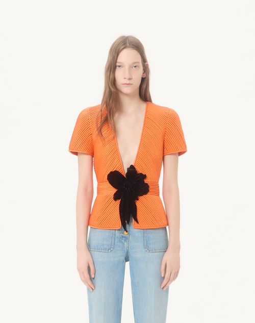 Valentino - Embroidered Tulle Illusion Jacket - Orange/black - Woman - Jackets And Blazers