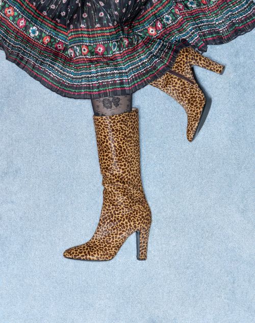 Valentino Garavani - Hotty Stiefel Aus Kalbsleder Mit Pony-effekt, 100 mm - Animalier - Frau - Stiefel
