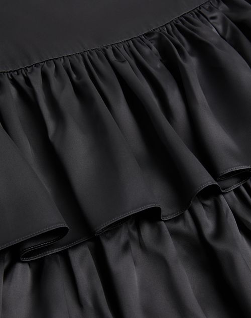 Valentino - Satin Ruffle Skirt— - Black - Woman - Skirts