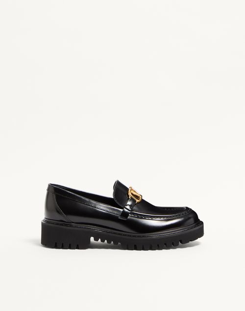 Valentino Garavani - Vlogo Signature Calfskin Loafer - Black - Woman - Loafers & Oxford