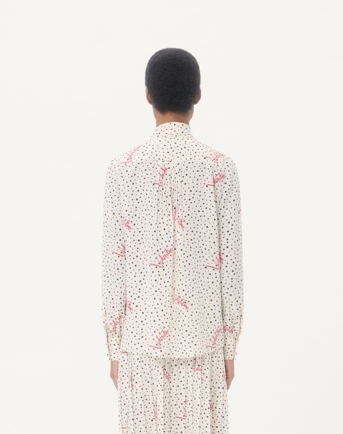 Valentino - Plus De Pois Crepe De Chine Bubble Shirt - Vanilla/multicolour - Woman - Shirts And Tops