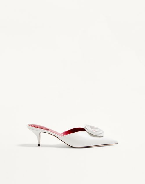 Valentino Garavani Drip Rose Kidskin Mule With Crystals 55mm Woman White 40