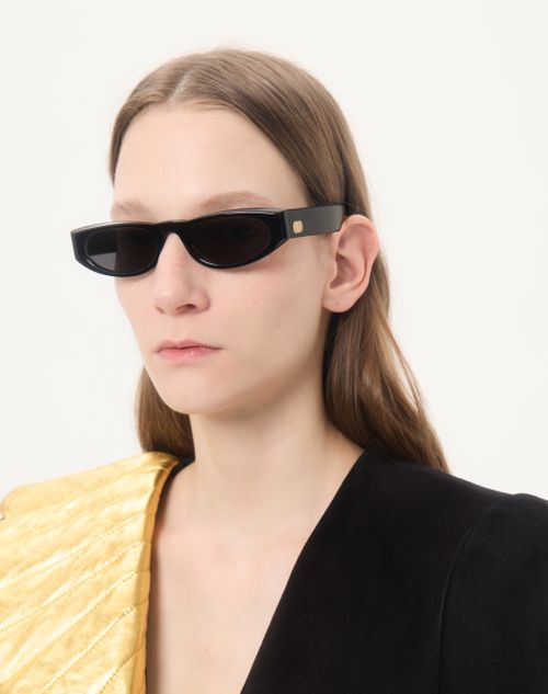 Valentino - Geometric Acetate Frames - Black/grey - Unisex - Eyewear