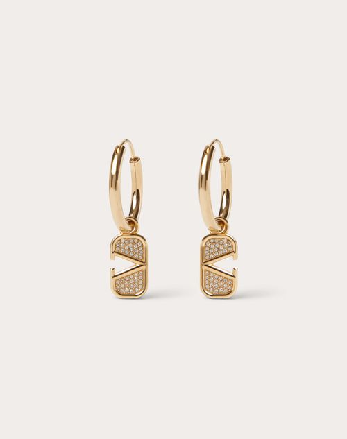 Valentino Garavani Vlogo Signature Metal And Swarovski® Crystal Earrings Woman Gold Uni