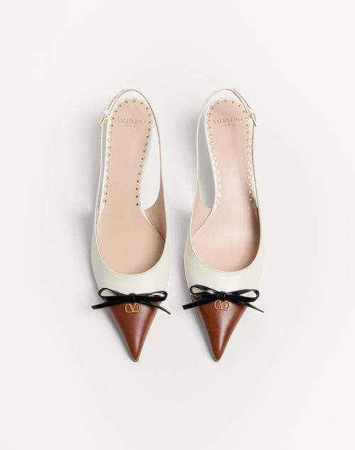Valentino Garavani - Bepointy Slingback Pumps In Kidskin 45mm - Tobacco/ivory/black - Woman - Pumps
