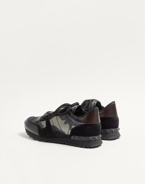 Valentino Garavani - Rockrunner Camouflage Noir Metallic Sneaker - Black - Man - Sneakers