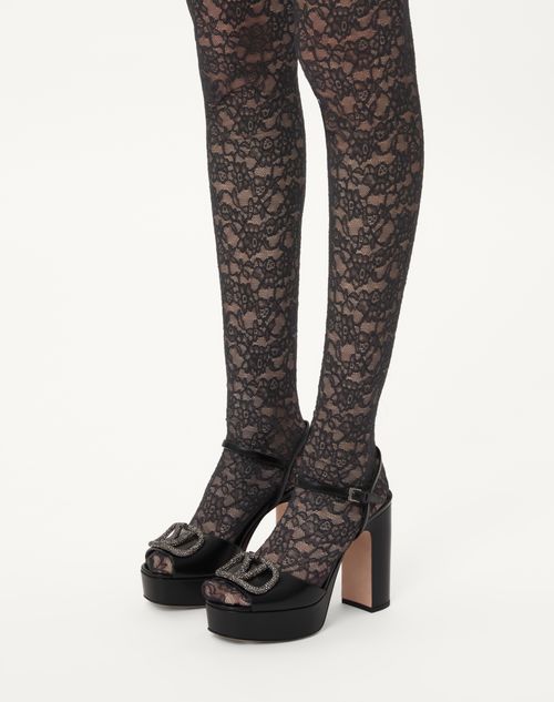 Valentino Garavani - Sandal With Vlogo Signature Platform In Calfskin 115mm - Black - Woman - Sandals