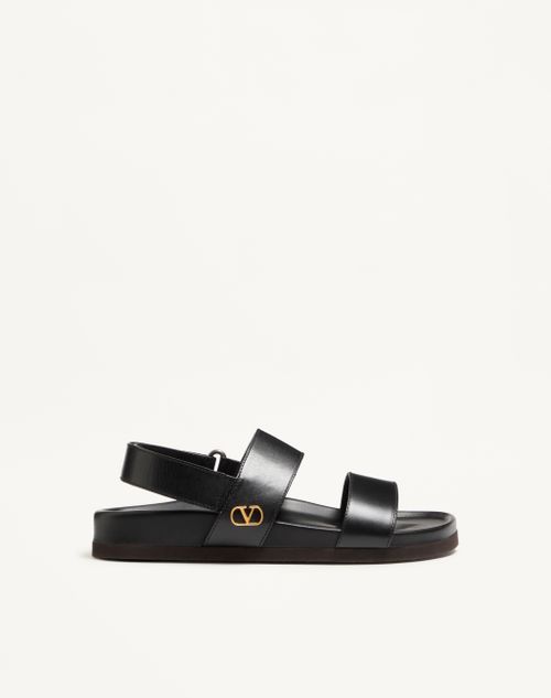 Valentino Garavani - Studshield Calfskin Sandal - Black - Man - Sandals