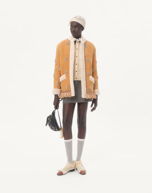 Valentino - Piel De Oveja Bordada - Beis - Mujer - Abrigos Y Chaquetas