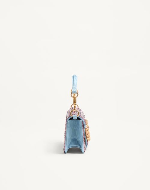 Valentino Garavani - Valentino Garavani Locò Small Shoulder Bag Embroidered With Jewel Logo - Amethyst/cloudy Blue - Woman - Shoulder Bags