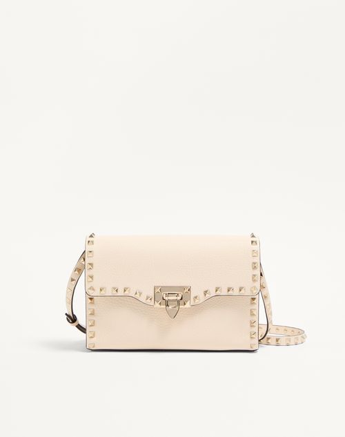 Valentino Garavani - Small Rockstud Grainy Calfskin Crossbody Bag - Light Ivory - Woman - Bags