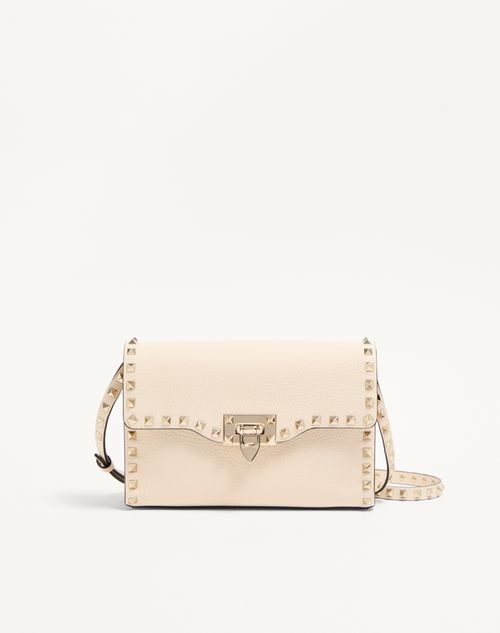 Valentino Garavani Small Rockstud Grainy Calfskin Crossbody Bag Woman Light Ivory Onesize