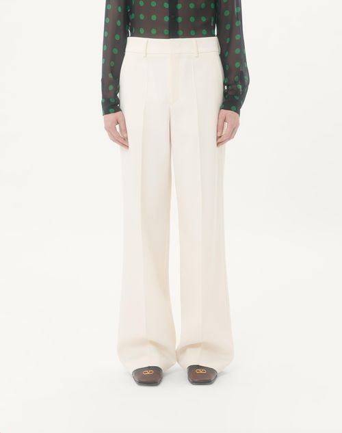 Valentino - Valentino Wool Grisaille Trousers - Latte - Man - Trousers And Shorts