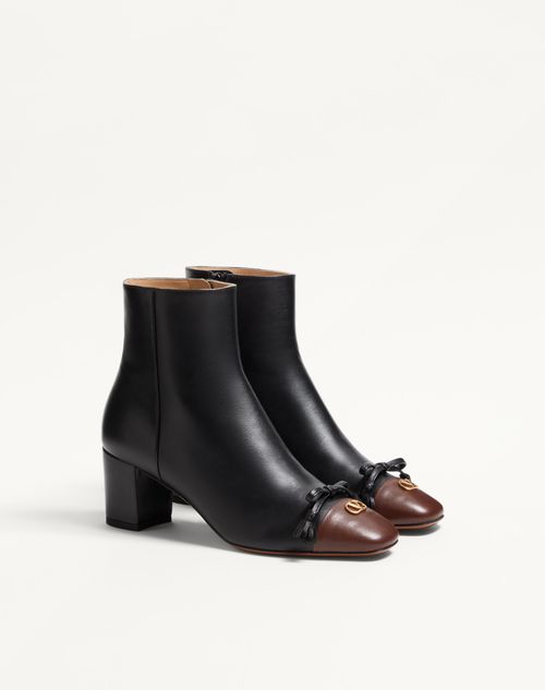 Valentino Garavani - Valet Du Roi Kidskin Leather Ankle Boot 60mm - Black/coffe - Woman - Boots