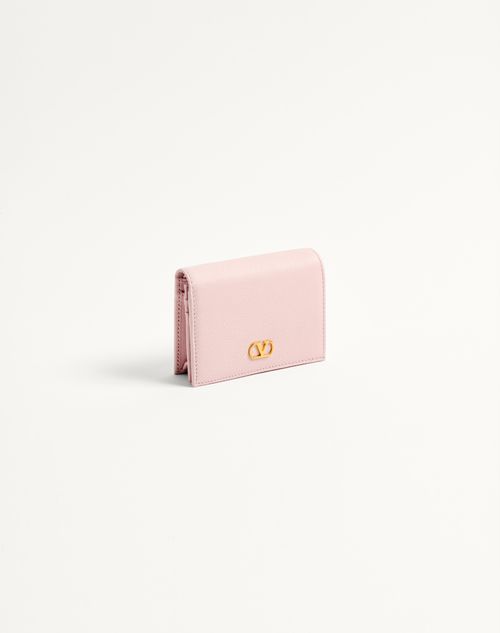 Valentino Garavani - Vlogo Signature Grainy Calfskin Wallet - Rose Quartz - Woman - Wallets And Small Leather Goods