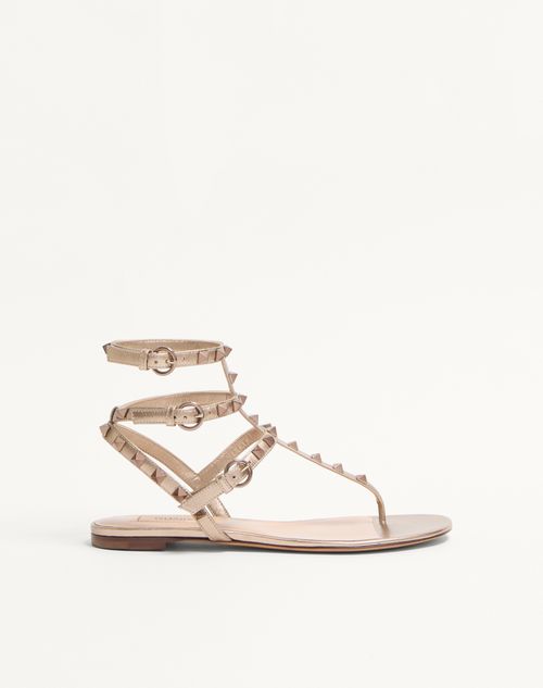 Valentino Garavani - Rockstud Metallic Flat Flip-flop Sandal - Skin - Woman - Shoes