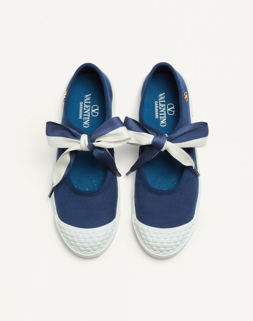 Valentino Garavani - Bay By Bay Ballerina Sneakers In Canvas - Indigo/ivory - Woman - Sneakers