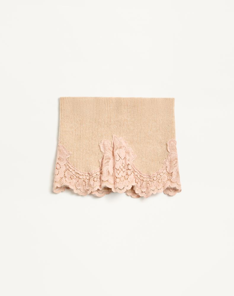 Valentino Garavani Women's Alabaster Vlogo Signature Cashmere And Lace Headband Woman S/M