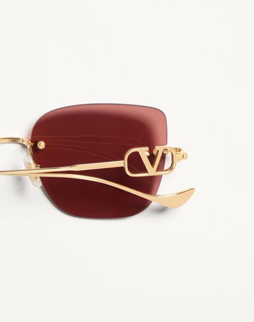Valentino - Geometric Metal Eyewear - Gold/brown - Woman - Eyewear